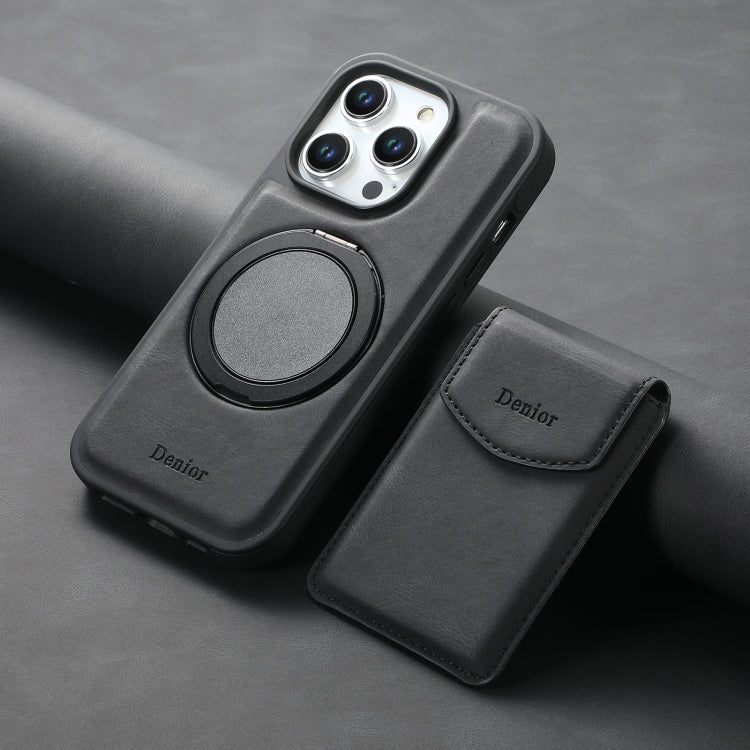 For iPhone 14 / 13 Denior D20 Skin Feel MagSafe Holder Detachable Card Slot Phone Case(Black) by Denior