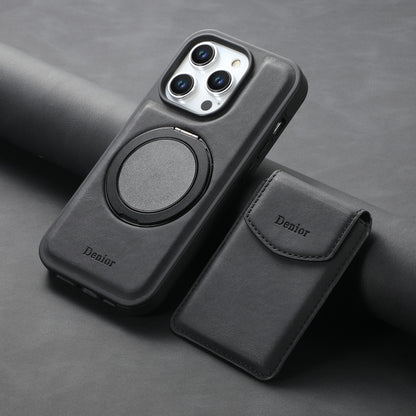 For iPhone 14 / 13 Denior D20 Skin Feel MagSafe Holder Detachable Card Slot Phone Case(Black) by Denior