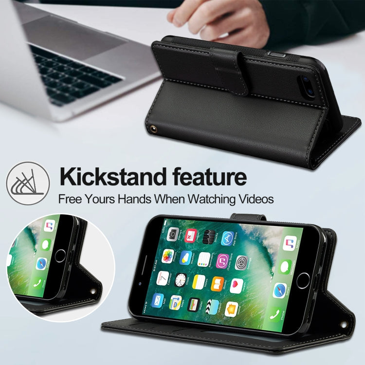 For iPhone 7 / 8 / SE 2020 2022 LC.IMEEKE L2 Series Detachable Magsafe PU Phone Case with Lanyard(Black) by LC.IMEEKE