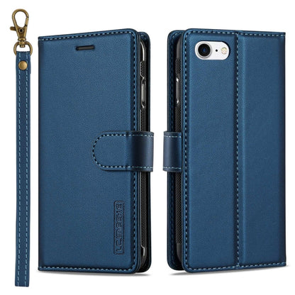 For iPhone 7 / 8 / SE 2020 2022 LC.IMEEKE L2 Series Detachable Magsafe PU Phone Case with Lanyard(Blue) by LC.IMEEKE