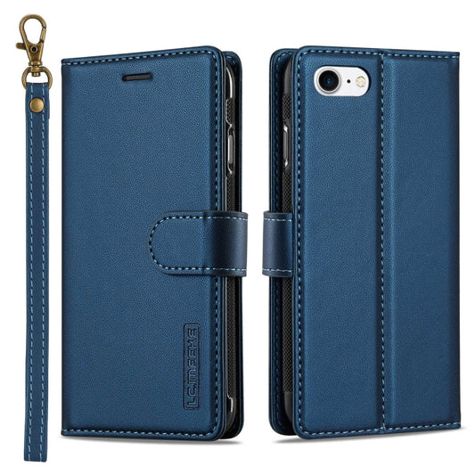 For iPhone 7 / 8 / SE 2020 2022 LC.IMEEKE L2 Series Detachable Magsafe PU Phone Case with Lanyard(Blue) by LC.IMEEKE