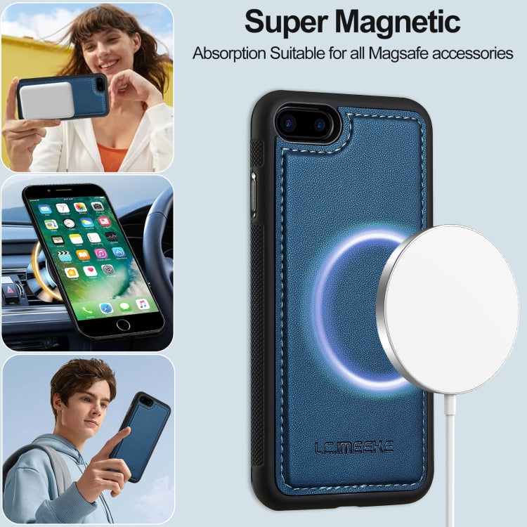 For iPhone 7 / 8 / SE 2020 2022 LC.IMEEKE L2 Series Detachable Magsafe PU Phone Case with Lanyard(Blue) by LC.IMEEKE