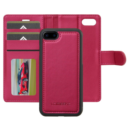 For iPhone 7 / 8 / SE 2020 2022 LC.IMEEKE L2 Series Detachable Magsafe PU Phone Case with Lanyard(Red) by LC.IMEEKE