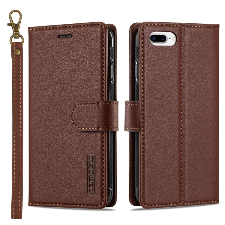 For iPhone 7 Plus / 8 Plus LC.IMEEKE L2 Series Detachable Magsafe PU Phone Case with Lanyard(Brown) by LC.IMEEKE