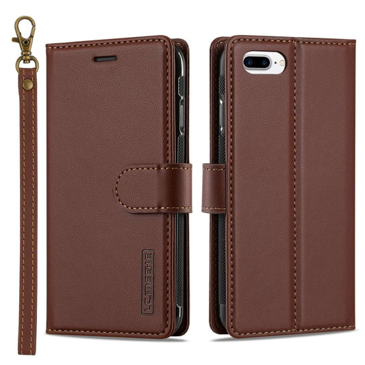 For iPhone 7 Plus / 8 Plus LC.IMEEKE L2 Series Detachable Magsafe PU Phone Case with Lanyard(Brown) by LC.IMEEKE