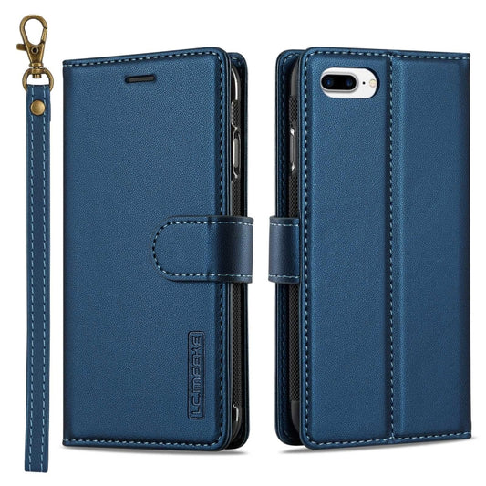 For iPhone 7 Plus / 8 Plus LC.IMEEKE L2 Series Detachable Magsafe PU Phone Case with Lanyard(Blue) by LC.IMEEKE