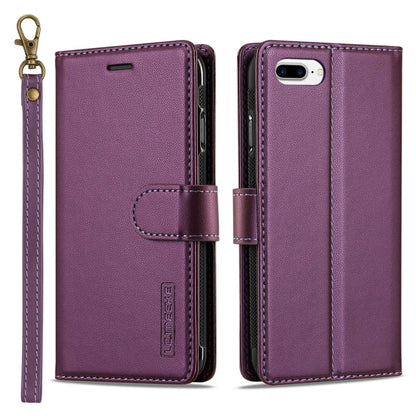 For iPhone 7 Plus / 8 Plus LC.IMEEKE L2 Series Detachable Magsafe PU Phone Case with Lanyard(Purple) by LC.IMEEKE