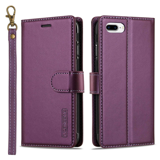 For iPhone 7 Plus / 8 Plus LC.IMEEKE L2 Series Detachable Magsafe PU Phone Case with Lanyard(Purple) by LC.IMEEKE