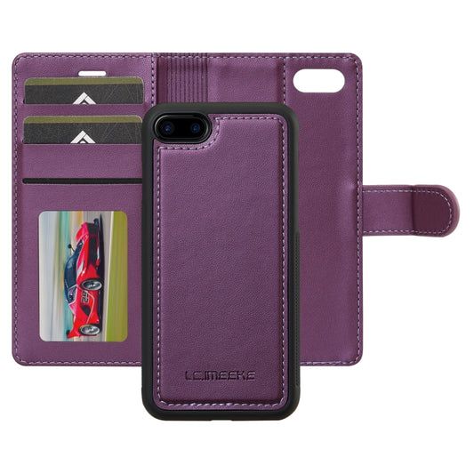 For iPhone 7 Plus / 8 Plus LC.IMEEKE L2 Series Detachable Magsafe PU Phone Case with Lanyard(Purple) by LC.IMEEKE