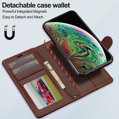 For iPhone X / XS LC.IMEEKE L2 Series Detachable Magsafe PU Phone Case with Lanyard(Brown) by LC.IMEEKE