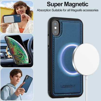 For iPhone X / XS LC.IMEEKE L2 Series Detachable Magsafe PU Phone Case with Lanyard(Blue) by LC.IMEEKE