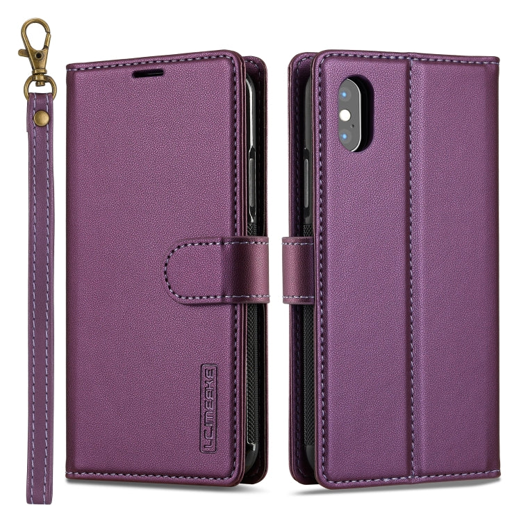 For iPhone X / XS LC.IMEEKE L2 Series Detachable Magsafe PU Phone Case with Lanyard(Purple) by LC.IMEEKE