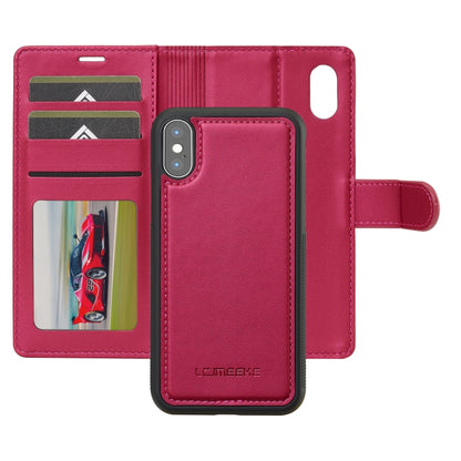 For iPhone X / XS LC.IMEEKE L2 Series Detachable Magsafe PU Phone Case with Lanyard(Red) by LC.IMEEKE
