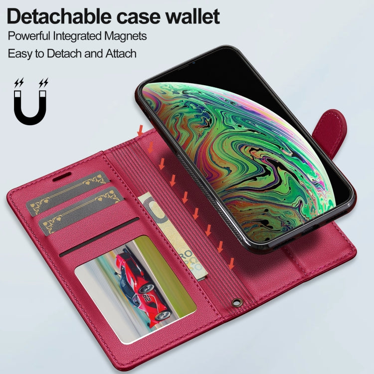 For iPhone X / XS LC.IMEEKE L2 Series Detachable Magsafe PU Phone Case with Lanyard(Red) by LC.IMEEKE