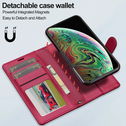 For iPhone X / XS LC.IMEEKE L2 Series Detachable Magsafe PU Phone Case with Lanyard(Red) by LC.IMEEKE