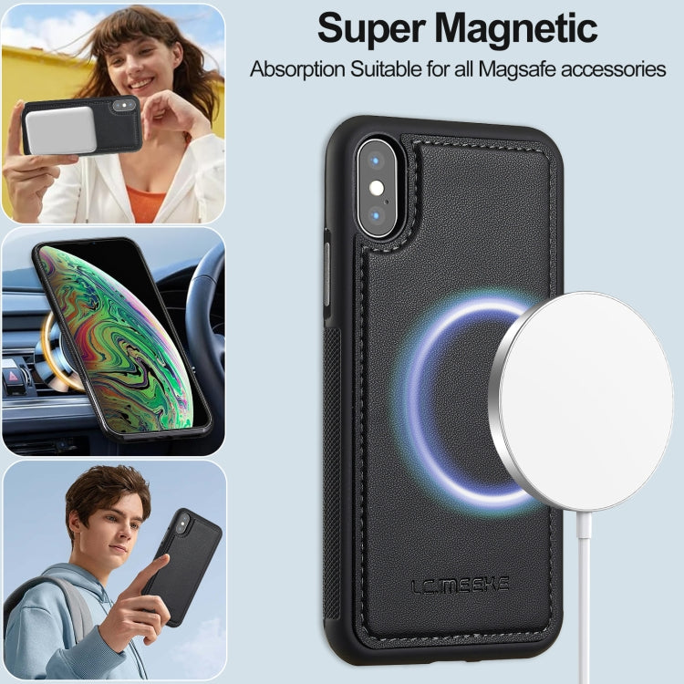For iPhone XR LC.IMEEKE L2 Series Detachable Magsafe PU Phone Case with Lanyard(Black) by LC.IMEEKE
