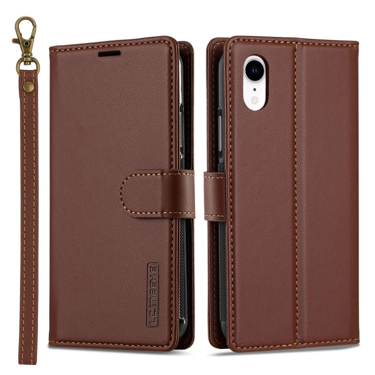 For iPhone XR LC.IMEEKE L2 Series Detachable Magsafe PU Phone Case with Lanyard(Brown) by LC.IMEEKE