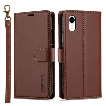 For iPhone XR LC.IMEEKE L2 Series Detachable Magsafe PU Phone Case with Lanyard(Brown) by LC.IMEEKE