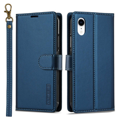 For iPhone XR LC.IMEEKE L2 Series Detachable Magsafe PU Phone Case with Lanyard(Blue) by LC.IMEEKE
