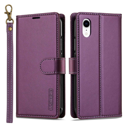 For iPhone XR LC.IMEEKE L2 Series Detachable Magsafe PU Phone Case with Lanyard(Purple) by LC.IMEEKE