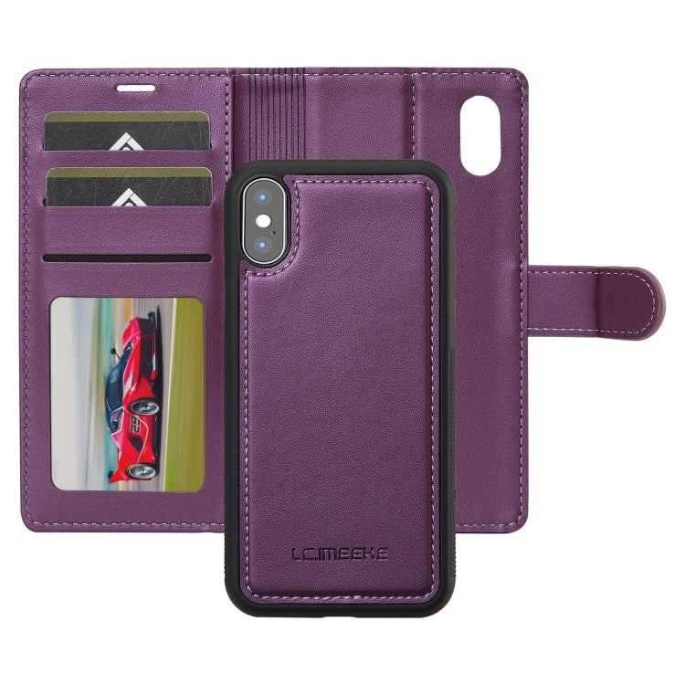 For iPhone XR LC.IMEEKE L2 Series Detachable Magsafe PU Phone Case with Lanyard(Purple) by LC.IMEEKE