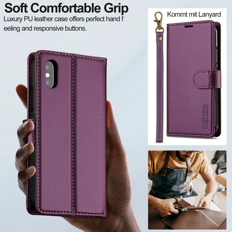 For iPhone XR LC.IMEEKE L2 Series Detachable Magsafe PU Phone Case with Lanyard(Purple) by LC.IMEEKE
