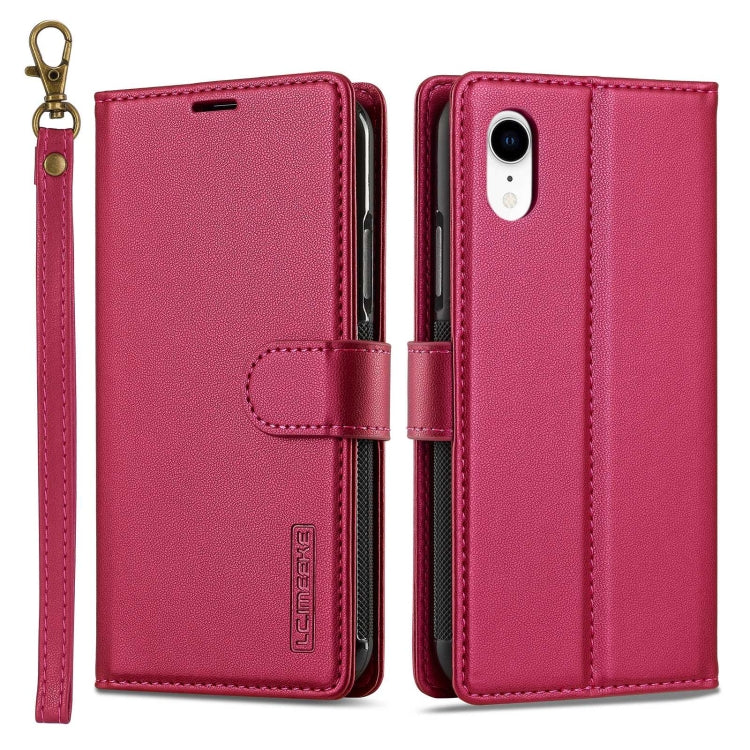 For iPhone XR LC.IMEEKE L2 Series Detachable Magsafe PU Phone Case with Lanyard(Red) by LC.IMEEKE