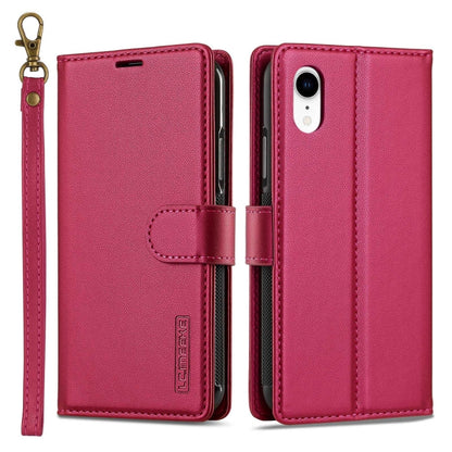 For iPhone XR LC.IMEEKE L2 Series Detachable Magsafe PU Phone Case with Lanyard(Red) by LC.IMEEKE