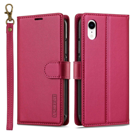 For iPhone XR LC.IMEEKE L2 Series Detachable Magsafe PU Phone Case with Lanyard(Red) by LC.IMEEKE