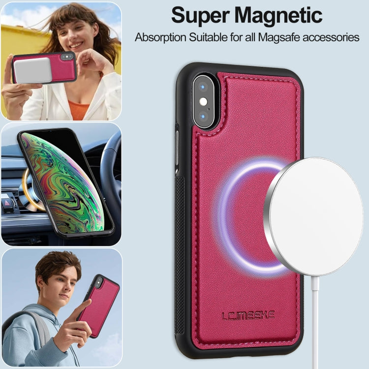 For iPhone XR LC.IMEEKE L2 Series Detachable Magsafe PU Phone Case with Lanyard(Red) by LC.IMEEKE