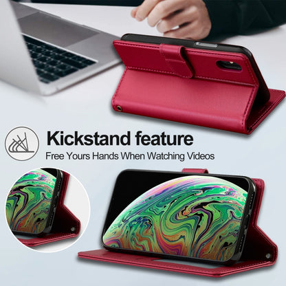 For iPhone XR LC.IMEEKE L2 Series Detachable Magsafe PU Phone Case with Lanyard(Red) by LC.IMEEKE