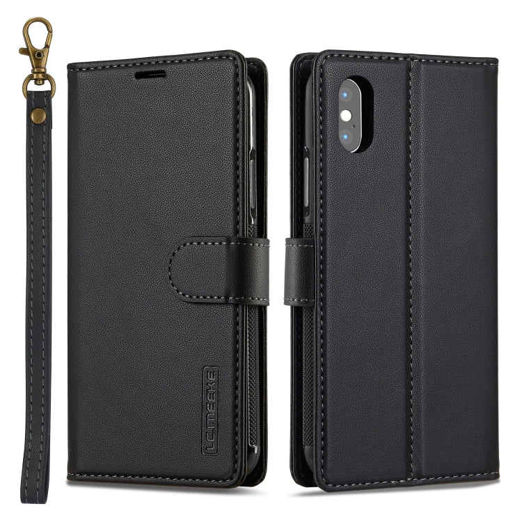 For iPhone XS Max LC.IMEEKE L2 Series Detachable Magsafe PU Phone Case with Lanyard(Black) by LC.IMEEKE
