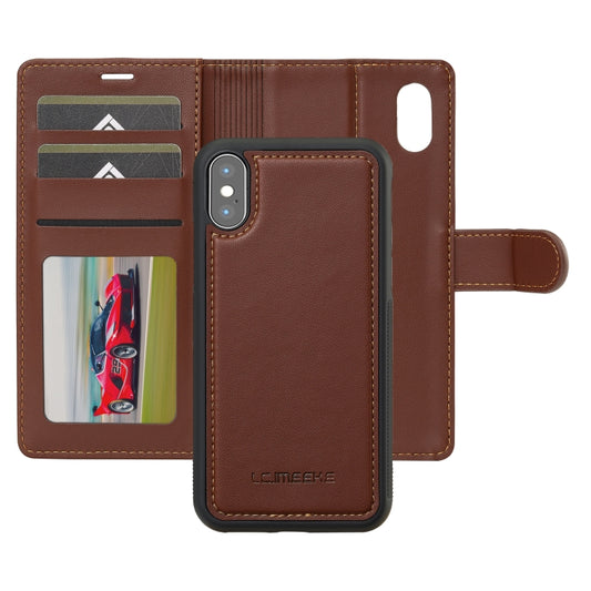 For iPhone XS Max LC.IMEEKE L2 Series Detachable Magsafe PU Phone Case with Lanyard(Brown) by LC.IMEEKE