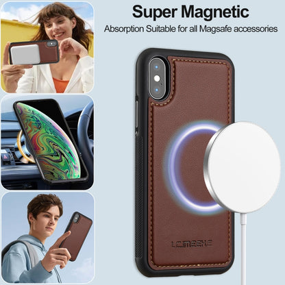 For iPhone XS Max LC.IMEEKE L2 Series Detachable Magsafe PU Phone Case with Lanyard(Brown) by LC.IMEEKE