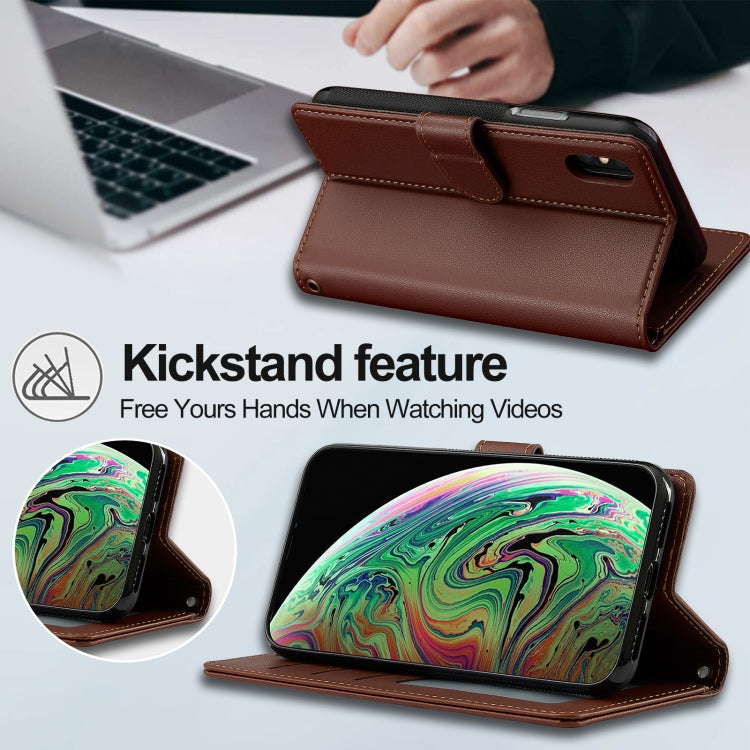 For iPhone XS Max LC.IMEEKE L2 Series Detachable Magsafe PU Phone Case with Lanyard(Brown) by LC.IMEEKE