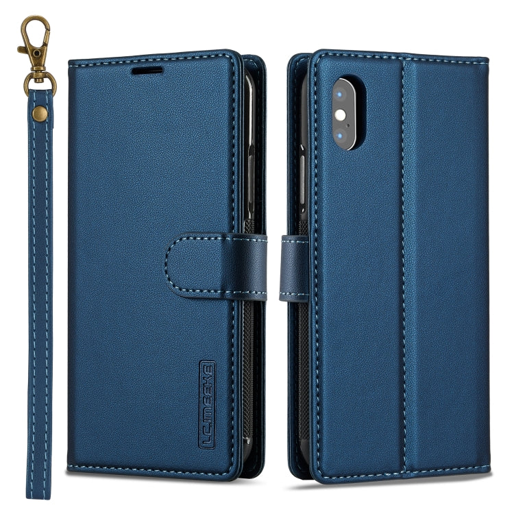For iPhone XS Max LC.IMEEKE L2 Series Detachable Magsafe PU Phone Case with Lanyard(Blue) by LC.IMEEKE