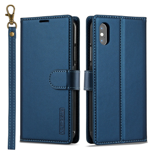 For iPhone XS Max LC.IMEEKE L2 Series Detachable Magsafe PU Phone Case with Lanyard(Blue) by LC.IMEEKE