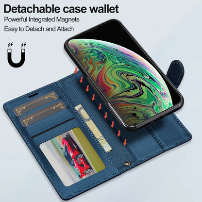 For iPhone XS Max LC.IMEEKE L2 Series Detachable Magsafe PU Phone Case with Lanyard(Blue) by LC.IMEEKE