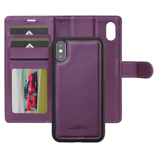 For iPhone XS Max LC.IMEEKE L2 Series Detachable Magsafe PU Phone Case with Lanyard(Purple) by LC.IMEEKE