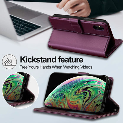 For iPhone XS Max LC.IMEEKE L2 Series Detachable Magsafe PU Phone Case with Lanyard(Purple) by LC.IMEEKE