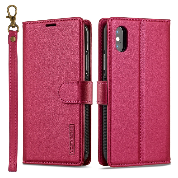 For iPhone XS Max LC.IMEEKE L2 Series Detachable Magsafe PU Phone Case with Lanyard(Red) by LC.IMEEKE