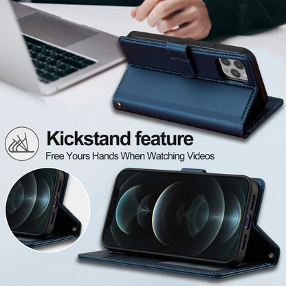 For iPhone 12 / 12 Pro LC.IMEEKE L2 Series Detachable Magsafe PU Phone Case with Lanyard(Blue) by LC.IMEEKE