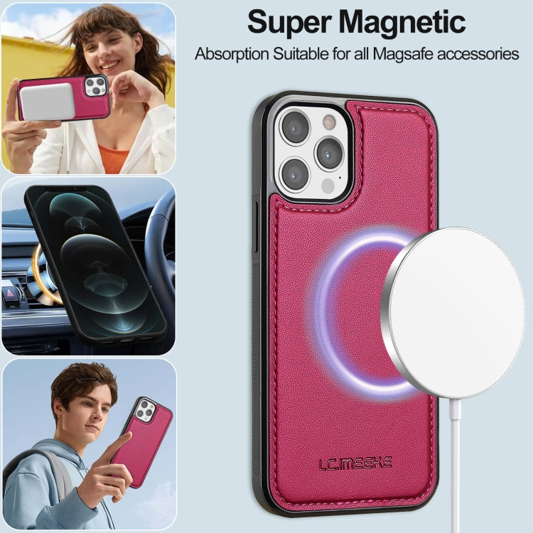 For iPhone 12 / 12 Pro LC.IMEEKE L2 Series Detachable Magsafe PU Phone Case with Lanyard(Red) by LC.IMEEKE