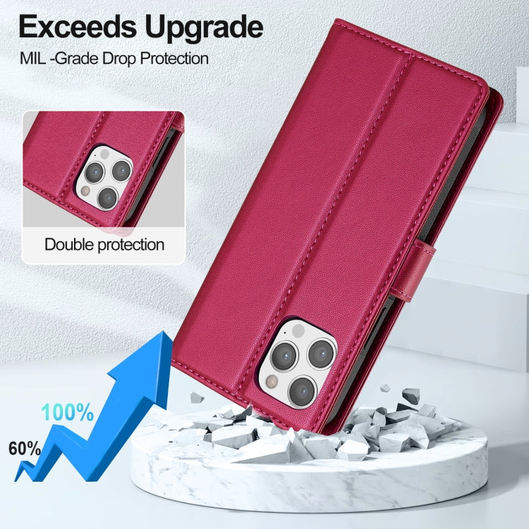 For iPhone 12 / 12 Pro LC.IMEEKE L2 Series Detachable Magsafe PU Phone Case with Lanyard(Red) by LC.IMEEKE