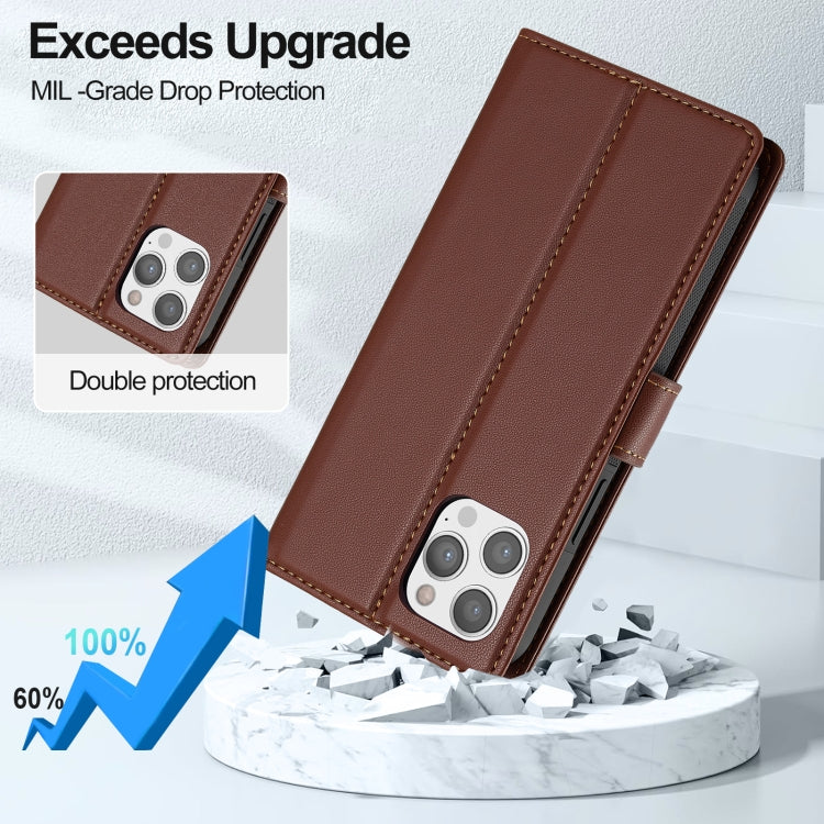 For iPhone 12 Pro Max LC.IMEEKE L2 Series Detachable Magsafe PU Phone Case with Lanyard(Brown) by LC.IMEEKE