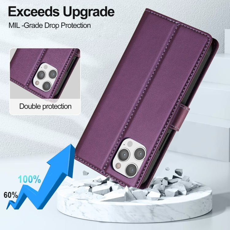 For iPhone 12 Pro Max LC.IMEEKE L2 Series Detachable Magsafe PU Phone Case with Lanyard(Purple) by LC.IMEEKE