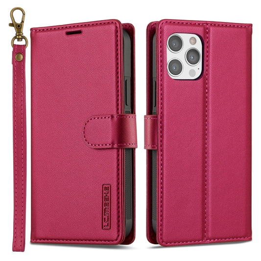 For iPhone 12 Pro Max LC.IMEEKE L2 Series Detachable Magsafe PU Phone Case with Lanyard(Red) by LC.IMEEKE