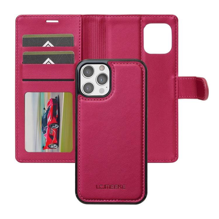 For iPhone 12 Pro Max LC.IMEEKE L2 Series Detachable Magsafe PU Phone Case with Lanyard(Red) by LC.IMEEKE