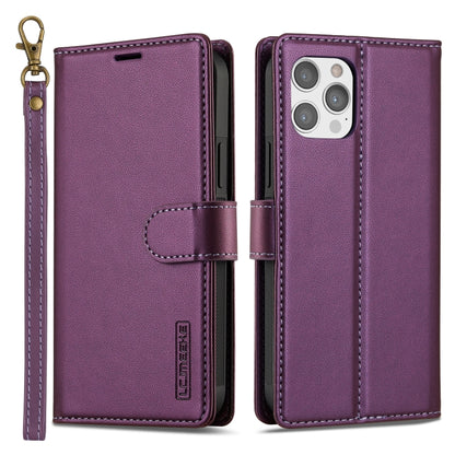For iPhone 14 Pro Max LC.IMEEKE L2 Series Detachable Magsafe PU Phone Case with Lanyard(Purple) by LC.IMEEKE