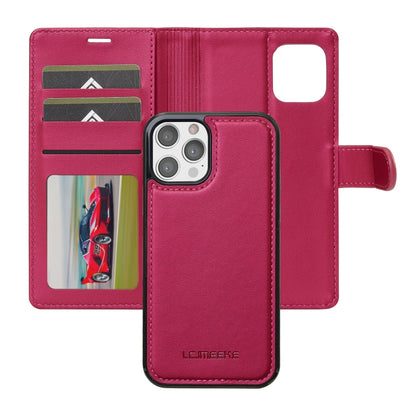 For iPhone 14 Pro Max LC.IMEEKE L2 Series Detachable Magsafe PU Phone Case with Lanyard(Red) by LC.IMEEKE